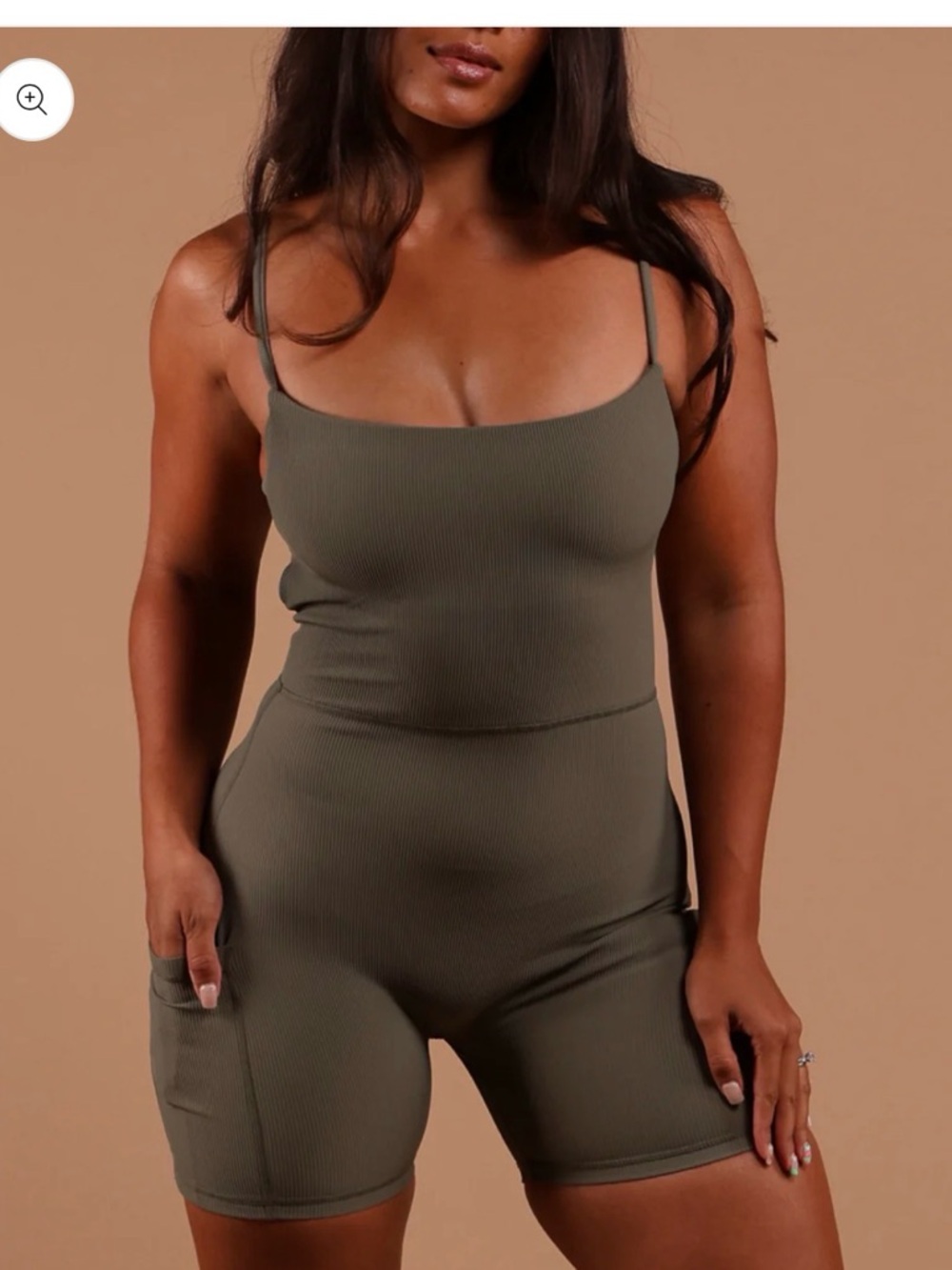 Active By Teal Kayla Jumpsuit Ribbed Olive Size XL